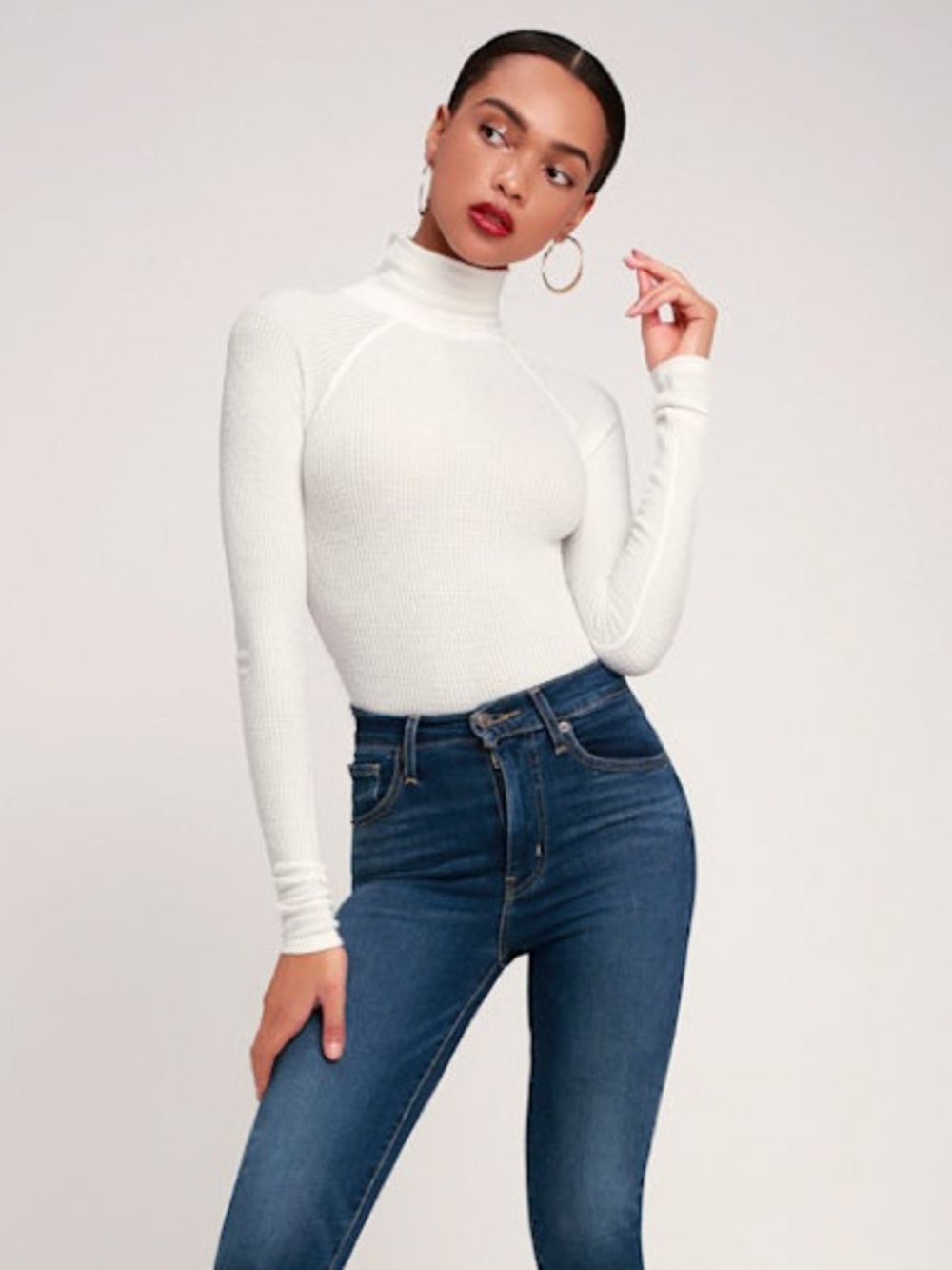Free People intimately ivory thermal turtleneck bodysuit